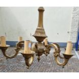 A good early 20th Century heavy Brass six branch Chandelier.