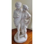 A 19th Century Parian Ware Figure of Lovers. H 44 cm approx.