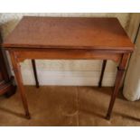 A late 19th Century Mahogany foldover Card Table of neat proportions with inlaid top and square