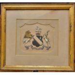 A 19th Century Armorial Watercolour Picture. 23 x 26cm approx.