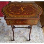 A Superb 19th Century Mahogany Work Table by Edwards and Roberts. With profusely hand painted top