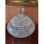 A Magnificent Waterford Crystal Centre lidded Bowl with pineapple cut effect design. D 28 x H 29