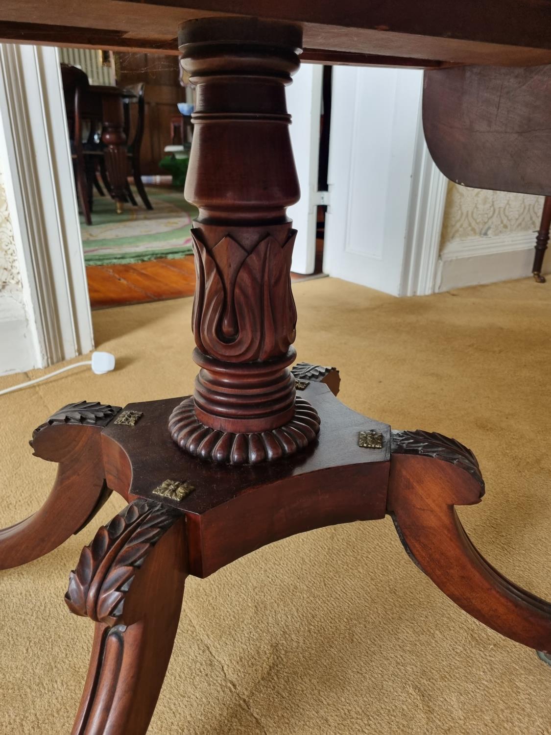 A Magnificent Irish early Regency Mahogany Sofa Table with rosewood crossbanding and carved acanthus - Image 3 of 3