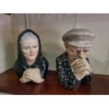 An unusual pair of Limerick China figures 'The Philosopher' and 'The Critic'. Stamped Limerick