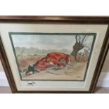 After Cecil Aldin. A really good set of four early Hunting Prints overpainted in Watercolour after