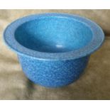 A Blue/dark Turquoise ground Chinese Urn with ribbed rim, 21diam x 12h cm approx.