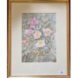 'Dog Roses'. A 20th Century Watercolour by Phyllis Nicholson. Signed LL. 31 x 21 cm approx.