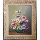A 20th Century Oil on canvas, still life of Flowers.