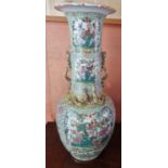 A Magnificent pair of early Oriental Urns of large size with hand painted decoration profusely