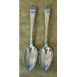 A good pair of bright cut Irish Silver serving Spoons, James Keating 1811. 122 gms approx.