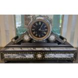 A good 19th Century black Slate Mantel Clock with black dial, profusely hand painted gold decoration