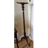 A 19th early 20th Century Mahogany Plant Stand on carved tripod supports and fluted and reeded