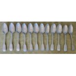 A heavy set of twelve Irish Silver table Spoons, John Smith 1855. 800gms approx.