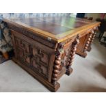 A Fantastic 19th Century double fronted Oak Pedestal Desk with highly moulded sides, front and