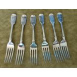 A set of six Irish Silver table Forks, John Smith 1853, 445 grms approx.