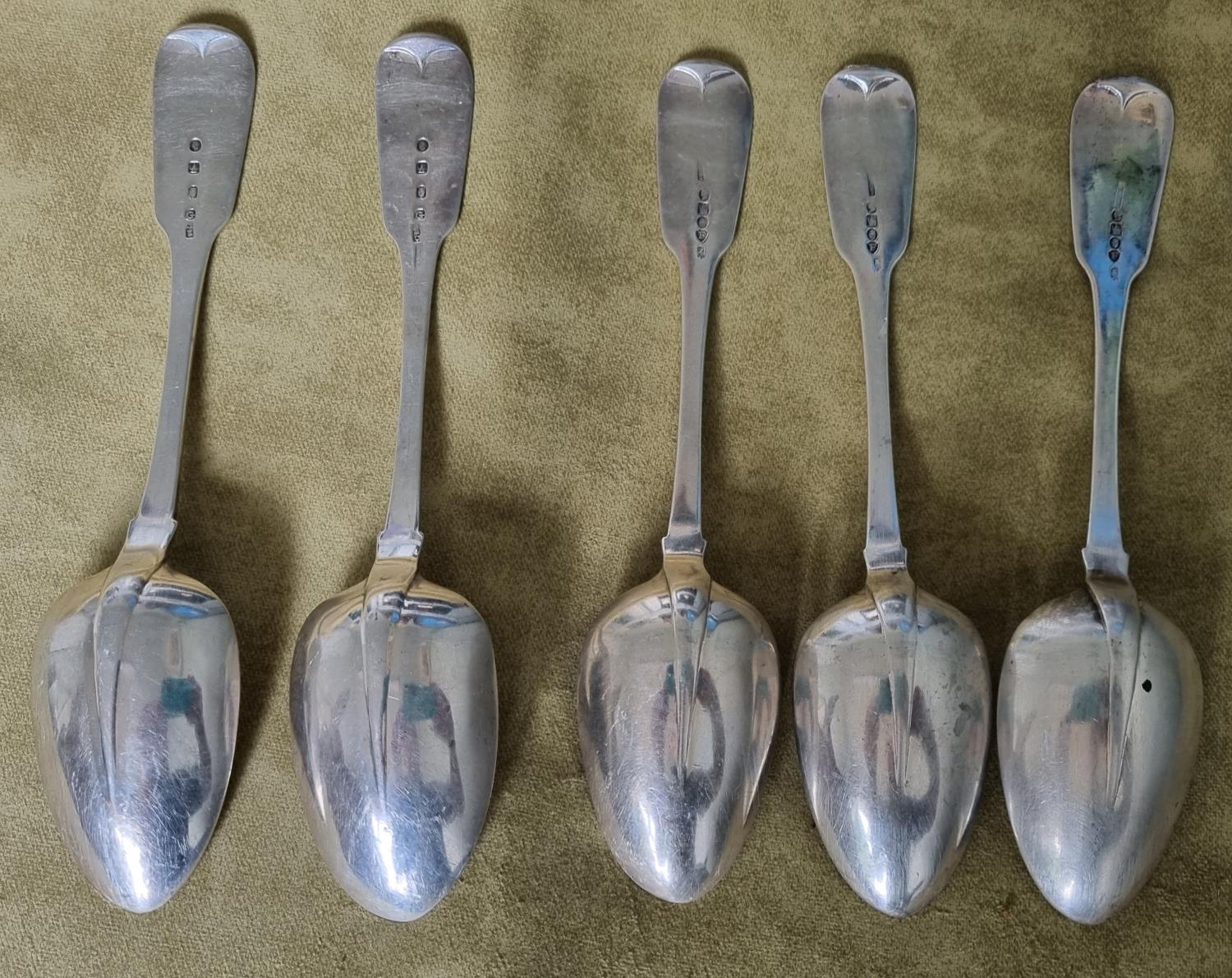 Five Silver serving Spoons Charles Marsh, 1803. 420 grams approx. - Image 2 of 2