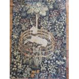 A Tapestry Panel depicting a Unicorn.