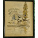 An early 20th Century Oriental Watercolour. Indistinctly signed LR 8 x 22cm approx., along with a