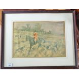 A coloured Print after Arthur Wardle of a hunting scene. 101 x 52 cm approx.