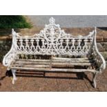 A really good Metal garden Bench of good age with a highly pierced back, rails need replacing.