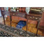 A really good early 19th Century Mahogany concave Serving Table with boxwood inlay outline on square