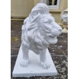 A fabulous pair of Stone Lions of large size with deep molded mains.