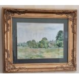 A 20th Century Watercolour of a house. Indistinctly signed LL. In a good gilt frame. 31 x 41m