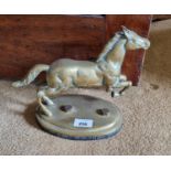 A really good heavy Brass Door Stop depicting a rearing horse. W 24 x H 17 cm approx.