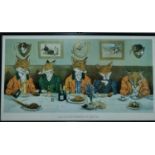 'Mr Fox's hunt breakfast on Xmas day'. After Harry B Neilson a coloured Print. 36 x 66cm approx.