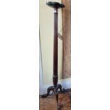 A 19th Century Mahogany Torchiere Stand on turned reeded support on tripod base, (slight repair