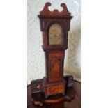 A really unusual 19th Century Table top miniature Longcase Clock with brass dial. H 36 cm approx.