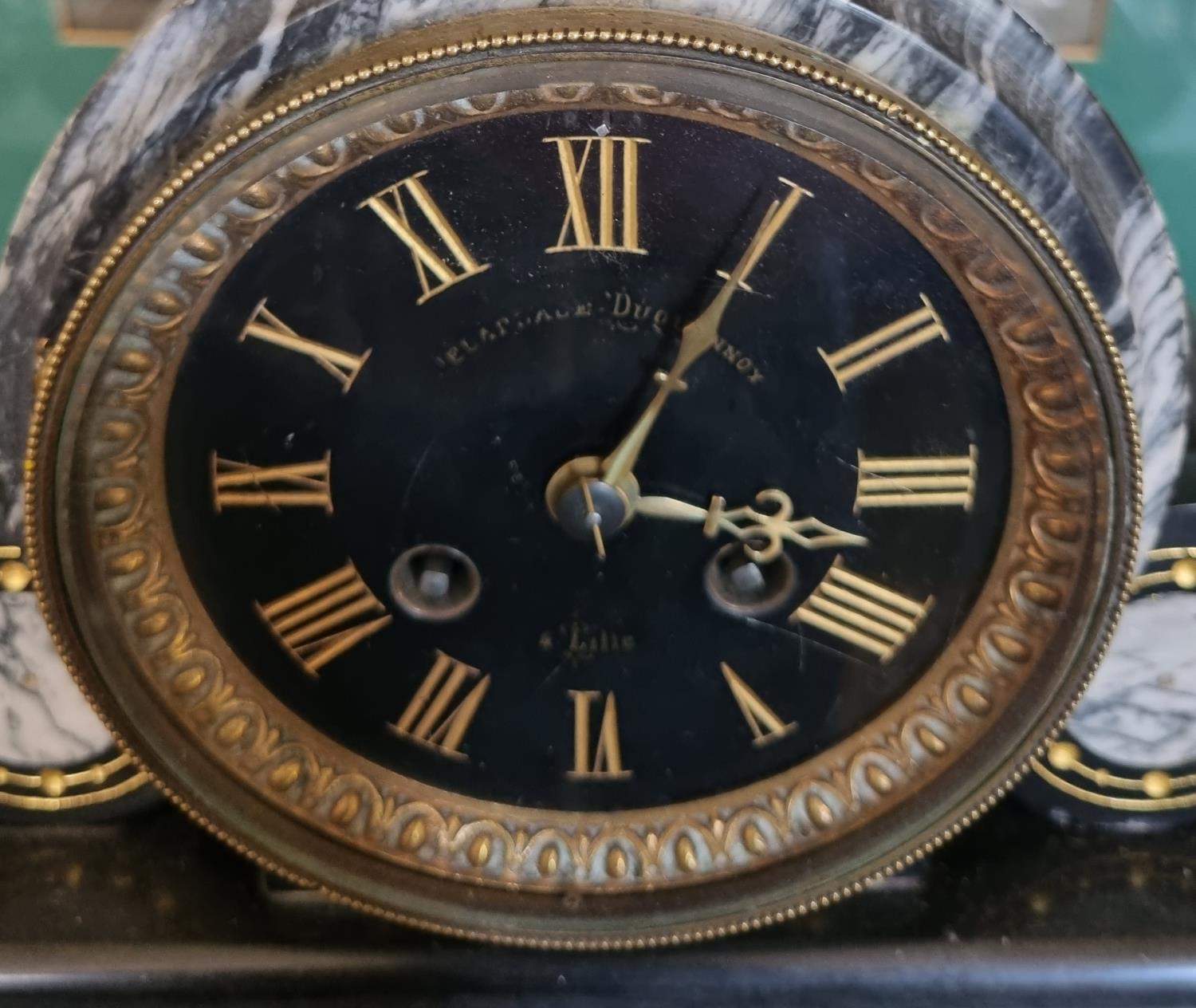 A good 19th Century black Slate Mantel Clock with black dial, profusely hand painted gold decoration - Image 2 of 2