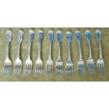 A set of ten Irish Silver desert Forks, Charles Marsh 1809. 427 gms approx.