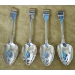 A set of four Silver serving Spoons, John Scott 1830. 300 grams approx.