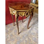 A Fantastic 20th Century Kingwood and Inlaid Side Table with splayed legs highly ormolu frieze and