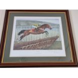 After Peter Deighan. 'Istabraq' Signed by Peter Egan and inscribed. 67 x 74cm approx.
