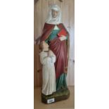 A plaster figure of The Virgin Mary and Jesus with stamp verso 51cm high approx.