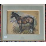 A Crayon Drawing of a Pony by Arthur Boris O'Klein. 20 x 39cm approx.