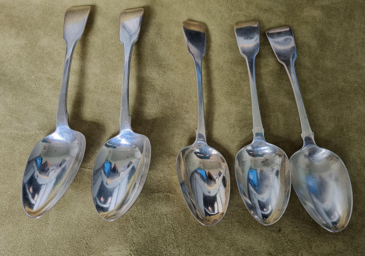 Five Silver serving Spoons Charles Marsh, 1803. 420 grams approx.