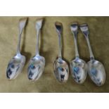 Five Silver serving Spoons Charles Marsh, 1803. 420 grams approx.