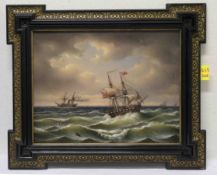 Marinemaler, 19. Jh.: "Segelschiffe im Sturm"