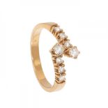 "Toi et moi" ring in 18k yellow gold. Frontis with brilliant-cut diamonds, I colour, SI1 purity