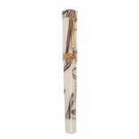 DELTA "PEACE 2006" FOUNTAIN PEN.White and brown marbled resin barrel with gold plated details.