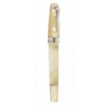 MONTEGRAPPA FOUNTAIN PEN "PERGAMINO 1920".Vanilla celluloid barrel and silver details and