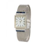 PIAGET women's watch.In 18kt white gold. Square case with upper and lower bezel set with rows of