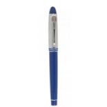 AURORA "FRECCE TRICOLORI" FOUNTAIN PEN.Blue resin barrel with silver plated details and