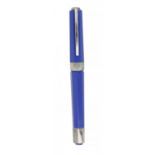 VISCONTI "CONSTITUZIONE EUROPEA" FOUNTAIN PEN.Blue celluloid barrel and silver ornamentation and