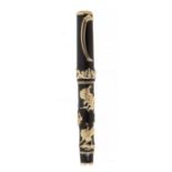 RUSSIAN EMPIRE FOUNTAIN PEN.Black vegetal resin barrel with gold-plated details and ornamentation.