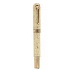 AURORA FOUNTAIN PEN JVBILAEVM.Ivory-coloured lacquer barrel with gold-plated details and
