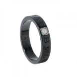 BVLGARI ring in black ceramic and brilliant cut diamond with ca. 0.05 cts.Measurements: 20 mm (inner